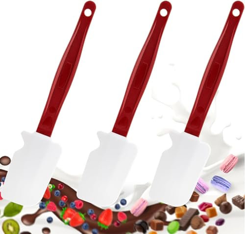 masteymoh High Heat Resistant Silicone Scraper Spoon Commercial Spatula for Cooking, Rubber Spatula Set (3 x 17(L) Spatulas)