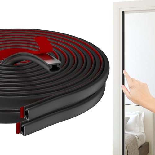 Hzetuu Joint Fenetre Isolation, Joint Porte Isolation Autocollante Caoutchouc Isolation Froid Et Phonique, Fenetre Bois Joint De Porte D'entrée Isolation Phonique Porte (Noir,7m)