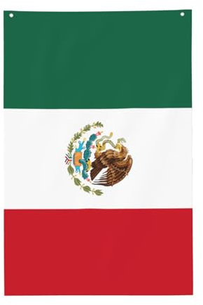 Wurton Bandera de México con impresión de bandera de jardín de una sola cara, 2 x 3 pies, banderas de temporada, terraza, patio, porche o porche