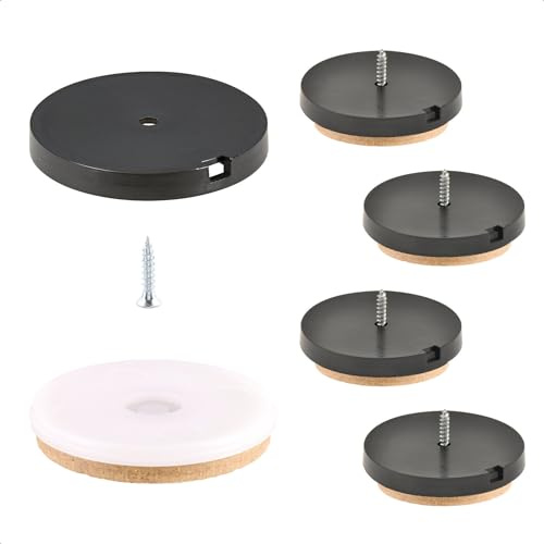 Wagner QuickClick® Filzgleiter Möbelgleiter Stuhlgleiter 4er-Set zum Anschrauben - 4X Basis+Schraube+Gleiteinsatz austauschbar - Spezialfaser SYNO - Durchmesser Ø 50 mm - Made in DE - 16782700
