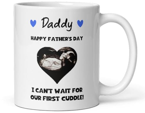 Confidently Quirky - Personalised Daddy Baby Scan Father's Day White Mug, Daddy To Be Father's Day Gift, Gift From Bump to Daddy, Daddy Father's Day From Bump, Baby Scan Gift