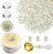 Wachs Siegel Perlen Set, Ioggtser Siegelwachs Perlen Set mit 450PCS Perlweiß Wachs Siegel Perlen, Wachs Siegel Warmer, Schmelzlöffel, 2 PCS Kerzen, Wachs Siegel Kit für Hochzeitseinladungen