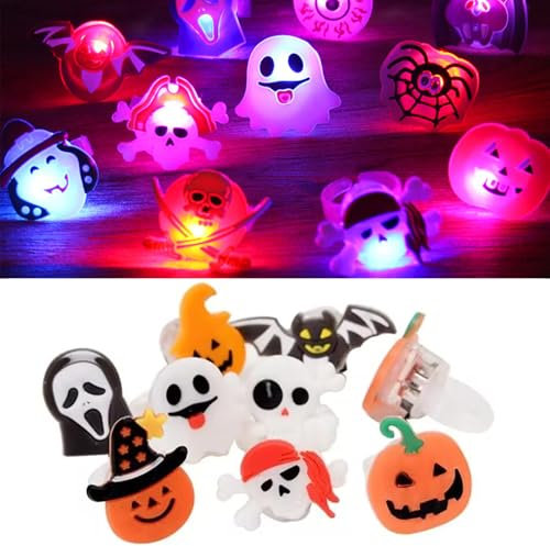 LED Luz Anillo de Dedo,Anillos Fluorescentes LED,10 PCS Juguete Luminoso LED Anillo para Niños,Juguetes Luminosos LED,Recuerdos de fiesta de Halloween,Anillos de flash LED,para Halloween,Cumpleaños