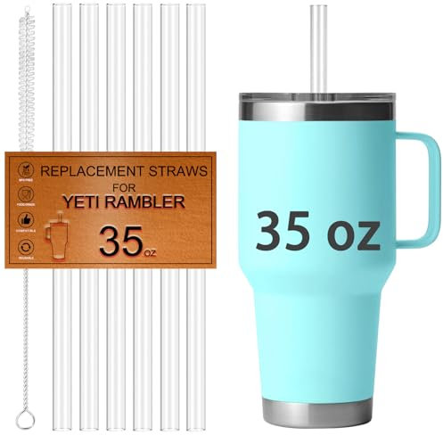 Straws for Yeti Cup 35OZ, Replacement Straw for Yeti Rambler 35 OZ Tumbler Accessories, Reusable, Hard Plastic,Tritan, Food Safe, BPA Free,Clear,6 Pack