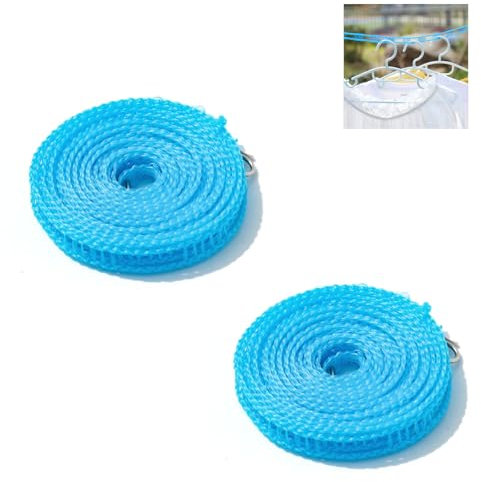 2 Stücke Outdoor Wäscheleine, 8 m Camping Wäscheleine, Camping Zubehör, Reisewäscheleine für Waschküche, Garten, Balkon, Wohnmobil, Camping Backpacking Zubehör