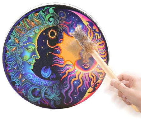 Wood Drum | Wood Shaman Drums mit Drumstick | Drum Sound Healing Tool | Schamane Hand Drum Dekoration Design Handtrommel Schlagzeug Shamane für Meditation