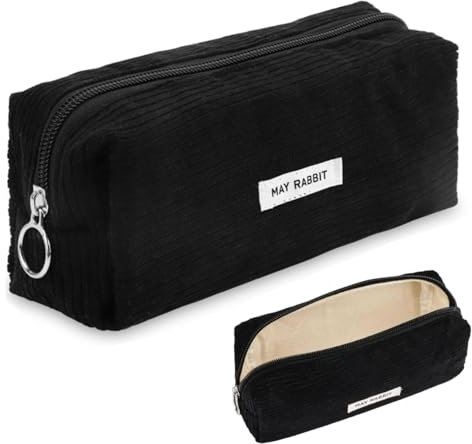 JJiaoLinin Cord-Stoff Federmäppchen, Schreibwaren Organizer Tasche, Etui Stifte, Make Up Tasche, Geeignet für Jungen & Mädchen, Schulen, Büros, Reisen (Schwarz)