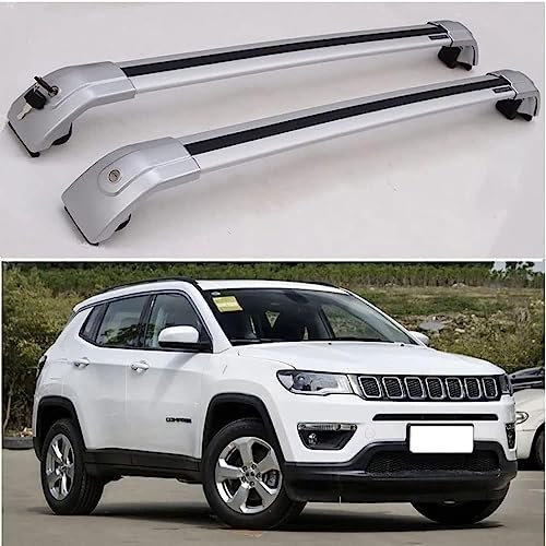 LIPPSYYDS 2 Stück Auto Dachträger für Jeep Compass 2017-2022, Aluminium Lastenträger Relingträger Querträger Gepäcktransport Reisen Camping Zubehör