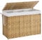SONGMICS Laundry Basket, 200 L Synthetic Rattan Storage Basket with Lid and Handles, Wicker, Foldable, Removable Liners, for Blankets, Clothes, Living Room, Laundry Room, Natural Colour LCB320Y01