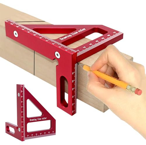 3D Multi Angle Measuring Ruler, Woodworking Square Protractor, 45° & 90° Degree Triangle Scriber Square Protractor, Triangle Ruler Measuring Tool for Carpenters and Woodworkers