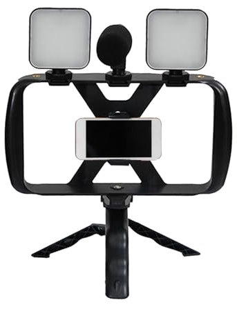Tripode Del Telefono Con Luce, Supporto Per Telefono Cellulare Stand 4 In 1 Supporto Telefonico, Con Microfono, Luce Di Riempimento Del Telefono Cellulare Regolabile Per La Registrazione Di Video, Cli