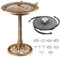 AISITIN Vogeltränke mit 3,5W Solar Springbrunnen, Futterplatz,Garten,Balkon Dekoration, Vogelbecken Vogel Futterstelle Tränke Bad für Balkon Terrasse Gartendeko Vogelbecken Bronzen Kunststoff Bronze