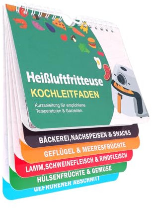Airfryer Zubehör, 133 Rezepte kompakter Spickzettel für Temperatur, Dauer Menge, Deutsches Airfryer Kochbuch, Zubehör für Ninja Heißluftfritteuse,Air Fryer Rezeptbuch für Ninja COSORI PHLIPS Panasonic