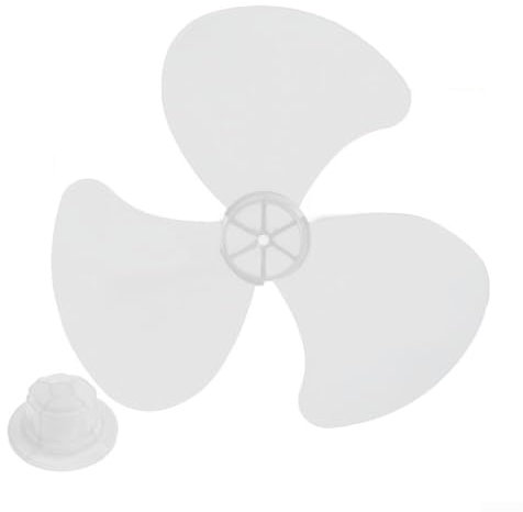 16 Inch Plastic Fan Blade Replacement Three Leaves with Nut Cover Assembly Parts for Standing Pedestal Electric Fan Home Office Desktop Fan Cooling Accessories Black White(white)