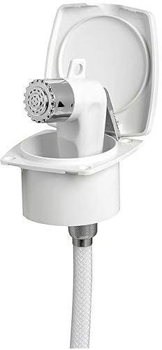 BSSTORE Doccia Con Box Integrato E Tubo Bianco Da Mt 4, Per Barca, Gommone, Camper
