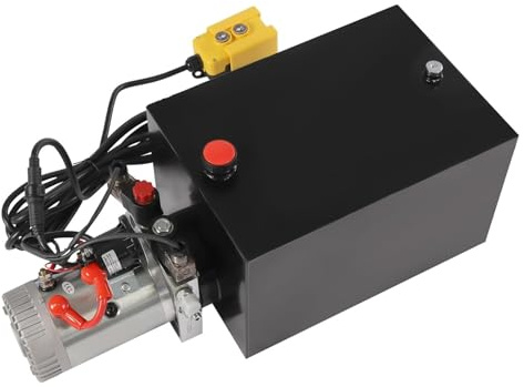 Pompe hydraulique 22 L à double effet for remorque à benne basculante, 16 V CC, unité d'alimentation hydraulique, réservoir métallique, montage horizontal (double effet)