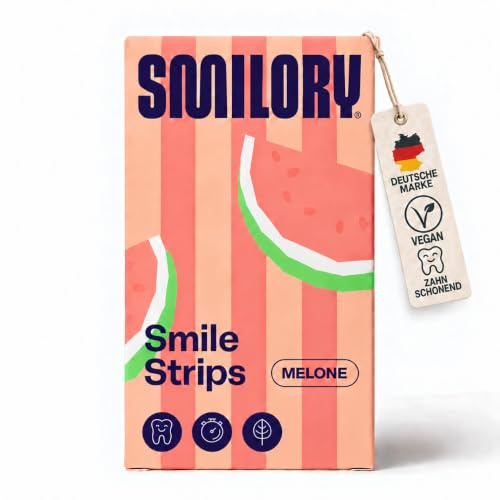 Whitening Strips von Smilory® – Echtes Bleaching ohne Peroxid – Mit Kokosöl für weiße Zähne – Zahnaufhellung für zu Hause - Zahnaufhellungsstreifen (Wassermelone)
