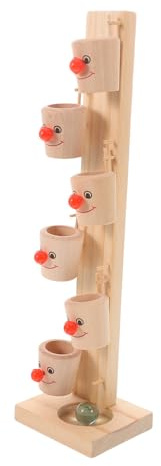 Parliky Holzspielzeug für Kleinkinder Murmelbahn mit Kleinen Bechern Robustes Sicheres Lernspielzeug Koordination und Konzentration Niedliches Cartoon Design für Vorschulkinder