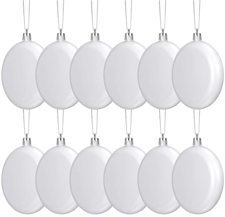Weihnachtsdekorationskugeln – 12 Stück Leere Flache Weihnachtskugeln | Weihnachtsbaum-Hängedekorationen, Leichter Flacher Kugel-Weihnachtsanhänger, Leere Santatree-Ornament-Kugeln