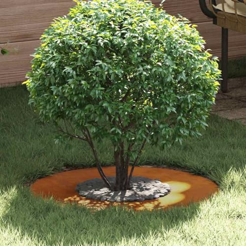 Frdhee Zaunfelder Gartenzaun Metall, Flache Baumringe 5 pcs Braun Ø30 / 60 cm für Garten, Terrasse, Balkon und Wohnräume