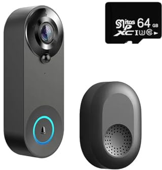 CUIchwWE Smart Video Doorbell Camera 4400mAh Battery 1080P WiFi Intercom Door Bell Cam Two-Way with Show Home(With 64GB card)