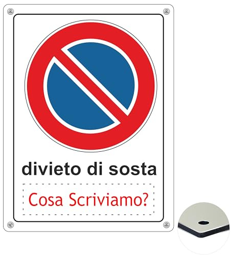 Pubblimania Cartello Divieto di Sosta Personalizzato con Testo, Targa in Alluminio Composito 3mm Resistente UV, Insegna per Parcheggio Privato, Cancello e Condominio (Divieto di Sosta Riservato)