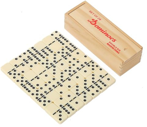 Schach Domino-Set mit 28 Steinen, klassisches Brettspiel im Holzkoffer, tragbare Reise-Tischspiele for Freunde und Familie, 2–4 Spieler Schachbrett(18.2 * 6.2 * 4.2cm)