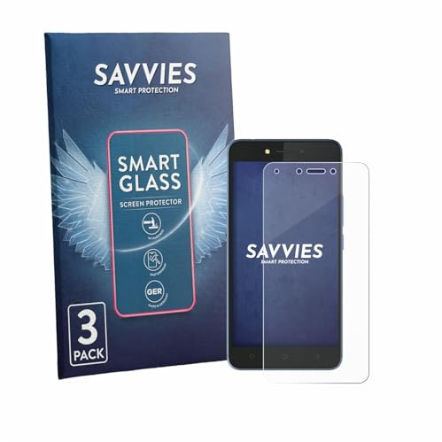 Savvies 3 Stück Panzer Schutz Glas für Tecno Pouvoir 1 9H Schutzfolie, Glas-Folie, HD Klar, Blasenfrei, Anti-Fingerabdruck, Stoßfest, Displayschutz
