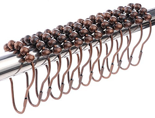 LIHAO 12x Duschvorhangringe Edelstahl Aufhängeringe mit Gleitsystem Rot Bronze
