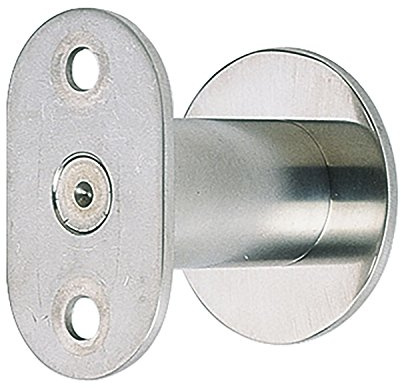 Stiegengriffstütze flach, Ros. ø 50 mm, Wandab. 50 - 65 mm, silber eloxiert