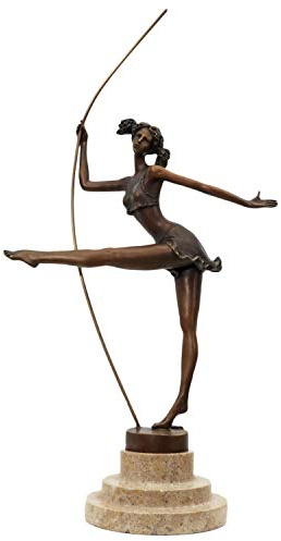 aubaho Bronzeskulptur Tänzerin Ballerina im Antik-Stil Bronze Figur Statue - 37,5cm (H)