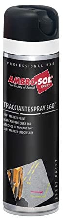 Ambro-Sol V403BIANCOP Tracciante Marker Spray 360°, per Uso Professionale e Domestico, per Asfalti, Muri e Legno, Essiccazione Rapida, Bomboletta Spray in Banda Stagnata Riciclabile 500 ml, Bianco