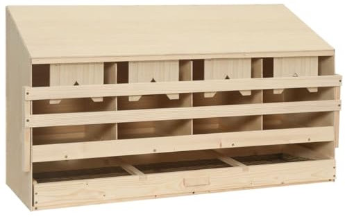 vidaXL Kiefernholz Massiv Legenest Hühnernest 4 Fächer für mittelgroße Hühner Legenester Abrolllegenest Abrollnest Abroll-Legenest 106x40x59cm