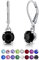 DTPSilver - Damen Klappbügel Ohrringe 925 Sterling Silber und mit Kristallen von Swarovski® Elements 6 mm Runde - Farbe : Schwarz