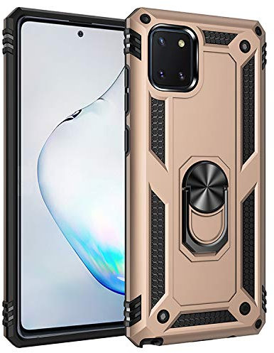 BestST Handyhülle für Samsung Galaxy Note 10 Lite/A81/M60S + Displayschutz, Cover für Samsung Note 10 Lite/A81/M60S hülle, 360 Grad Drehbar Ringhalter Handytasche Case Handy Hüllen,Gold