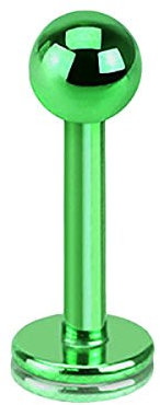 Piercing Stab Stecker Lippenpiercing Ohrpiercing Labret Lippe Ohr Tragus Helix Platte Madonna Stud mit Kugel Innengewinde Klein 1,2mm x 6mm x 3mm Grün