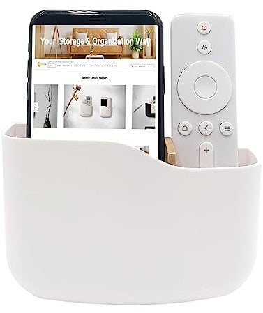 SUNFICON Self Adhesive Remote Control Holder Universal Media Player Controller Wall Mounted Remote Control Organiser Box Ivory