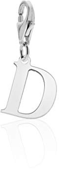 Aka Gioielli® - Damen Charm Anhänger D Buchstabe 925 Sterling Silber Rhodiniert