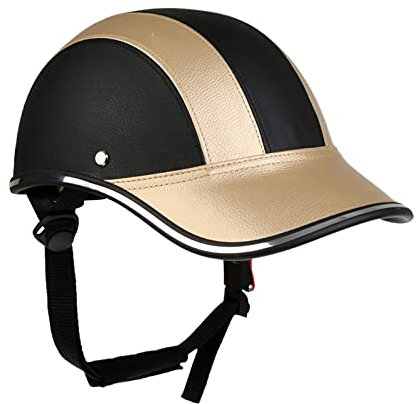 Vélo Demi-Casque Casquette De Baseball Casque De Vélo À Dégagement Rapide Boucle Cap Casque ABS en Cuir Vélo Casque De Sécurité Adulte Hommes Et Femmes Jeunes Noir A,L=(54-60)