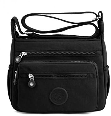 Milky Way Damen Umhängetasche mit mehreren Fächern, wasserdichte Reisetasche, Messenger-Tasche, Schulter handtasche (Schwarz)