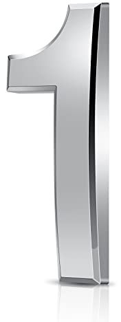 Vicloon Hausnummer, 1 in Silber Acryl Hausnummer,Höhe 7.5cm, Selbstklebende Haus-Nummer, für Tür, Briefkasten, Außen, Anti-Friktion, Wetterfest