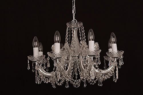 Impex Marie Theresa Glass Chrome 8 Arm Chandelier