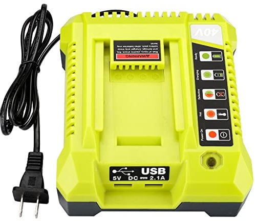 Gerttilyon for Ryobi OP401 40 Volt Lithium Ion Battery Charger Replace for Ryobi OP40301 OP40401 OP40501 OP40601 OP4015 OP4026 OP4026A OP4030 OP4040 OP4050 Li-ion Battery 【Battery Not Included】