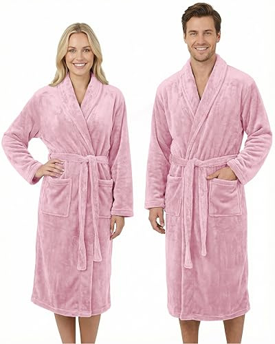 Gräfenstayn® Damen & Herren Kuschelfleece Bademantel ohne Kapuze mit Öko-Tex Standard 100 in Größe S-XXXL