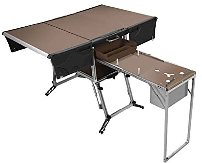 UPJAKS Mesa de Camping Plegable Camping al Aire Libre Cocina móvil Cocina portátil Estufa de vajilla Plegable Cocina Multifuncional Equipo de Viaje de autocontrol para Picnic Playa Pesca