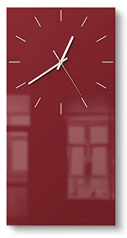 DEQORI Glasuhr | horizontal 30x60 cm | Unifarben - Dunkelrot | große XXL Design Uhr aus Glas | leise Wanduhr für Wohnzimmer & Küche | Moderne Hingucker Uhr für die Wand