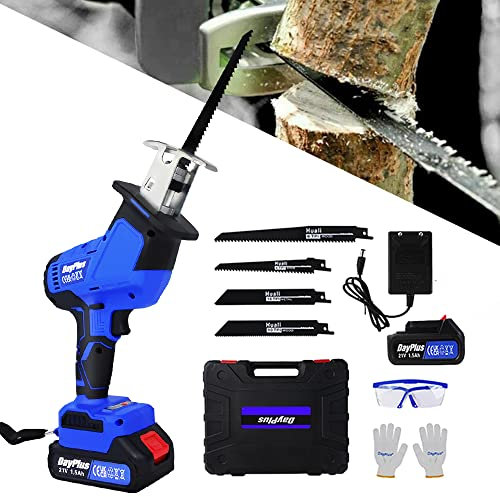 Multi-Purpose Saw/Cordless Reciprocating Saw/Power Saw/Hand Saw Electric/Wood Saw/Tree Saw/Metal Saw/DIY Gardening Saw, Brushless Motor, Battery Powered, 4 Saw Blades, Fast Charger