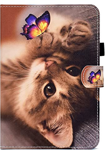 Bspring Coque pour Coque pour iPad 11 Pouces(A16) 2025, iPad 10ème Génération 10,9 Pouces 2022 Housse de Protection Cuir PU Etui Flip Cover Poche Case avec Support pour iPad 10,9,Chat