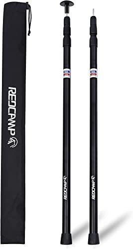 REDCAMP Telescopic Tarp Poles Set of 2, Aluminium Extendable Adjustable Tent Poles, Multipurpose Camping Extension Pole for Awning Canopy Porch Sun Sails Tarpaulin Headroom 2.3M (Black-Telescoping)