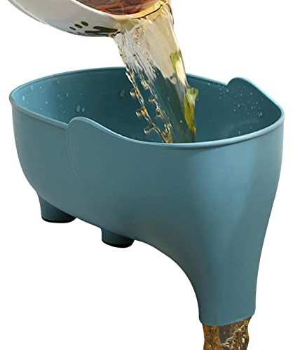 Pomrone Sink Strainer Elephant Shape - Cute Animal Drain Basket | Multifunctional Dish Drainer Sink Filter for Kitchen Sink, Blue